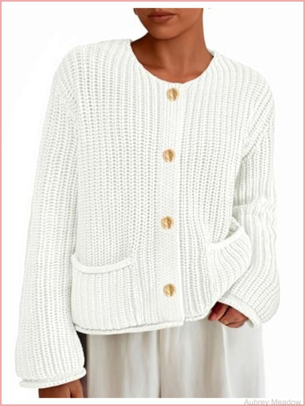 Oversized Cardigan Sweater Open Front Knit With Pockets